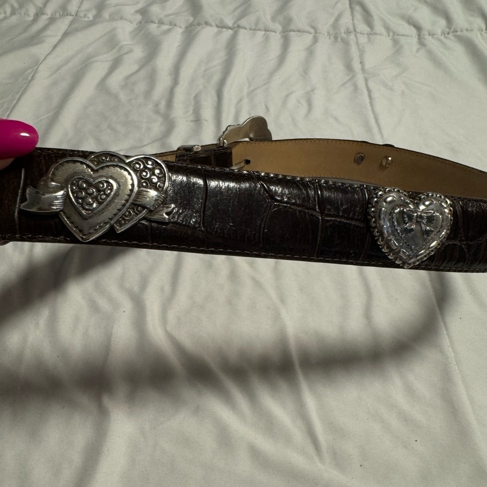 Brighton Romantic Heart Vintage 42409 Women’s Belt Brown Croc Leather 1995 VTG - Picture 7 of 13